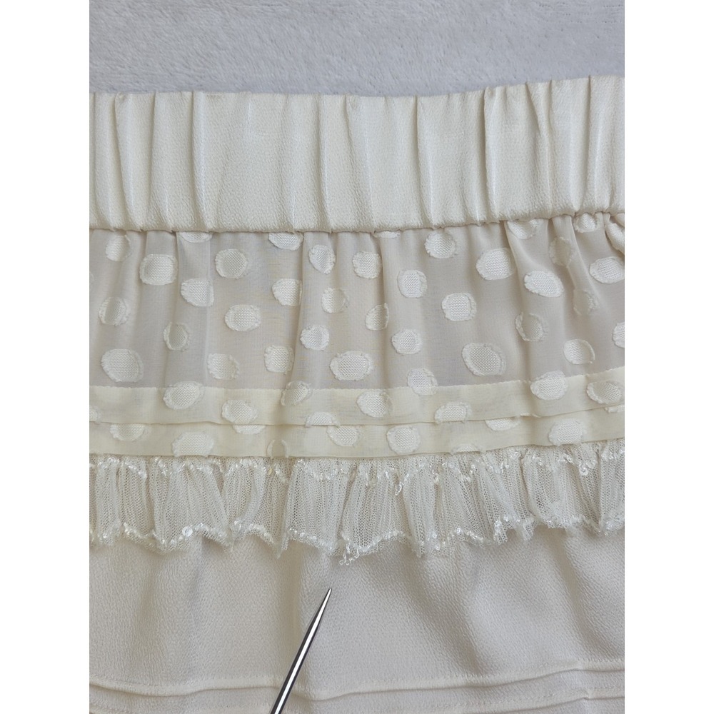NEW Alexis Yakira Skirt Revolve Size XS Cream Ivory Ruffle Sequin Dots MSRP $385 - Picture 12 of 16